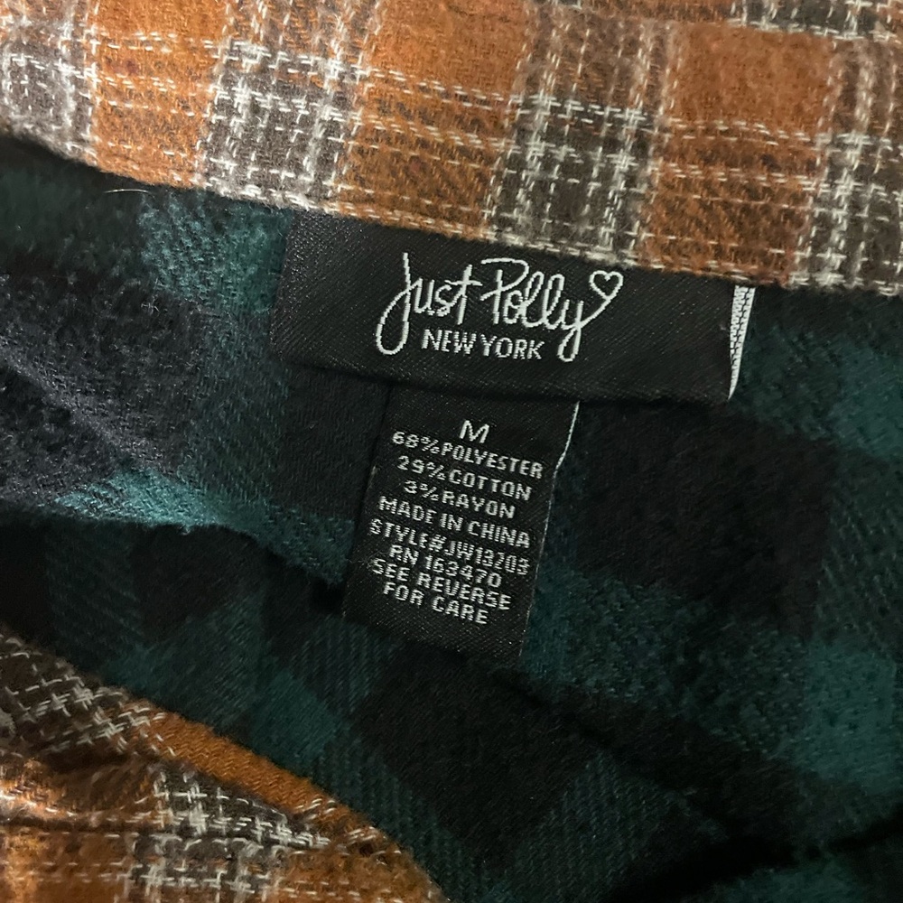 Woman’s Patchwork Plaid Button-Down Shirt - Orang… - image 5